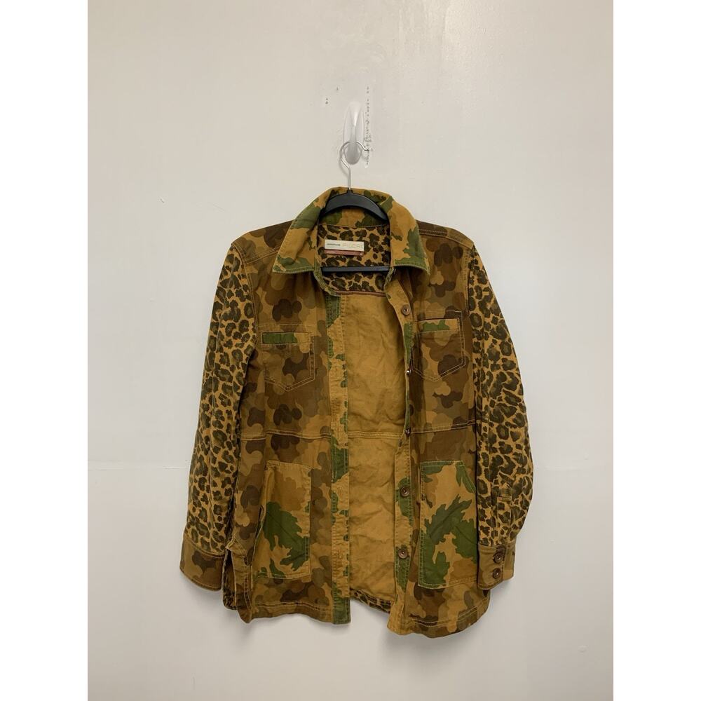 Anthropologie Pilcro Camo Leopard Jacket Utility Shirt Shacket Size XS